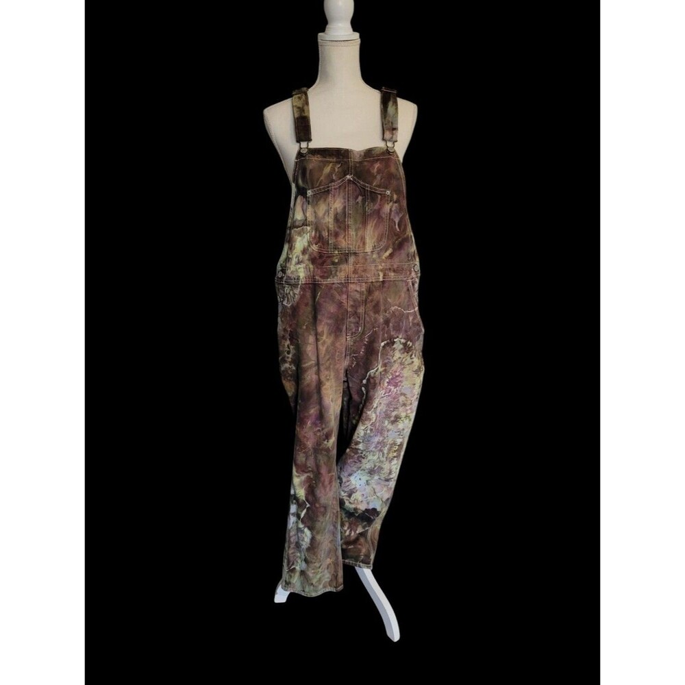 Hand Dyed Overalls Mossy Earthtone Indie Size 14 Fairycore One Of A Kind